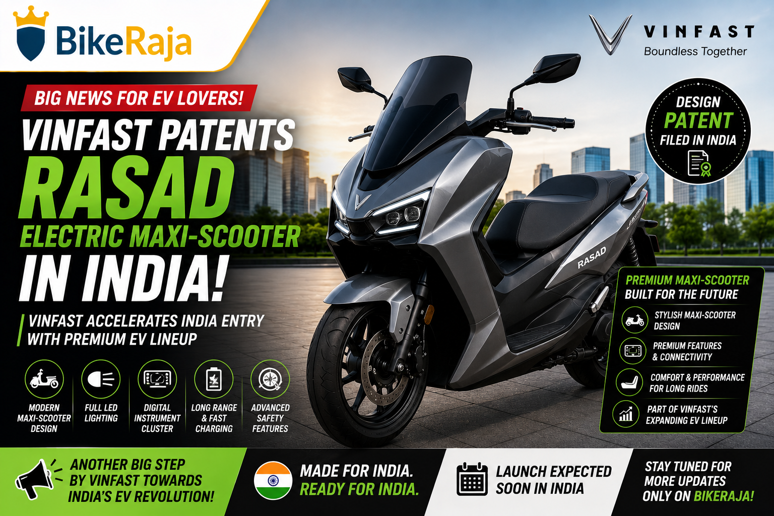 VinFast Patents Rasad Electric Maxi-Scooter in India Ahead of Official Launch