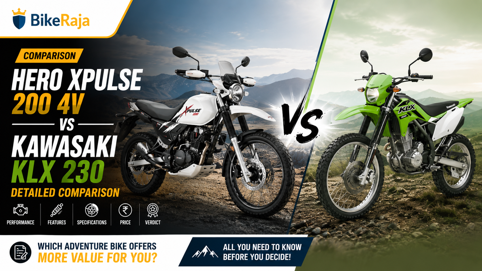 Hero XPulse 200 4V vs Kawasaki KLX 230: Full Comparison