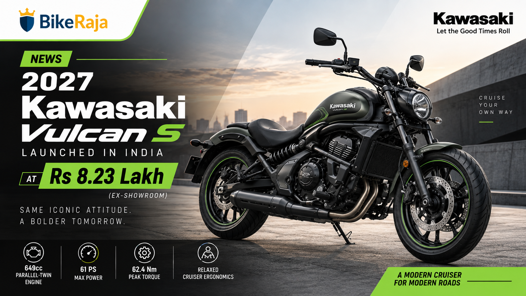 2027 Kawasaki Vulcan S Launched in India at Rs 8.23 Lakh