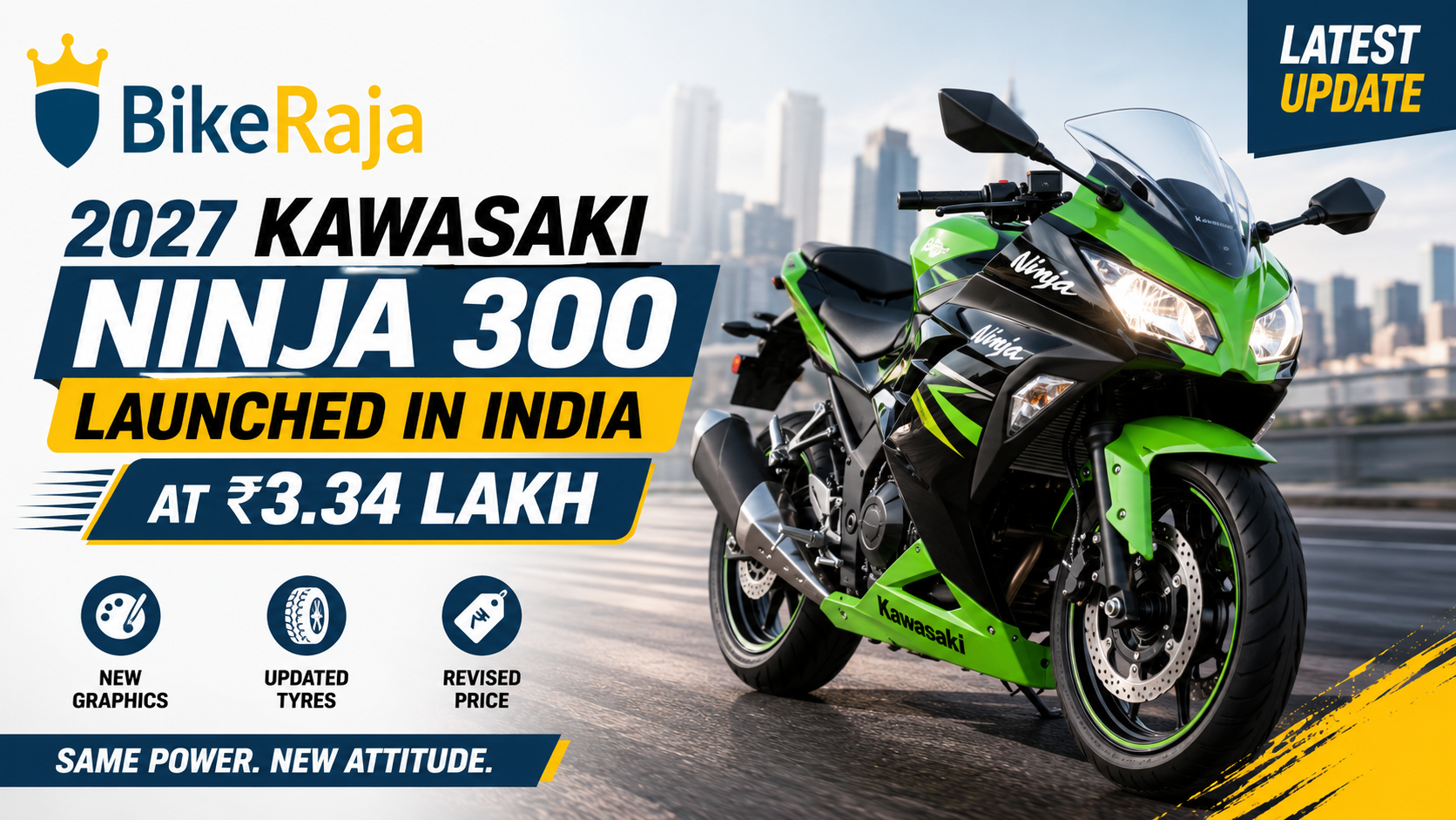2026 Kawasaki Ninja 300 Launched in India at ₹3.34 Lakh – New Graphics, Updated Tyres and Revised Price