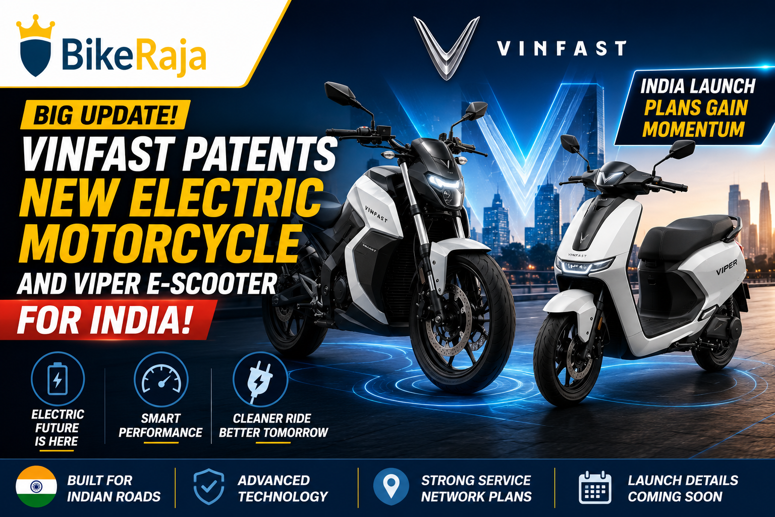 VinFast Patents New Electric Motorcycle and Viper E-Scooter for India – EV Launch Plans Gather Momentum