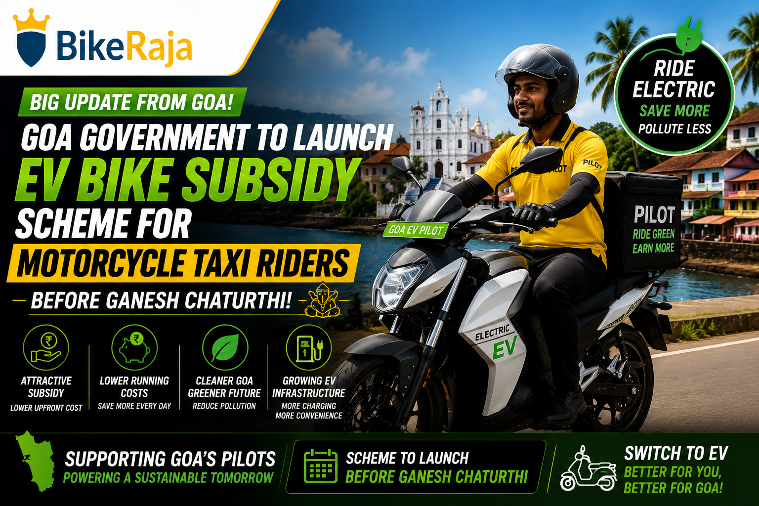 Goa Government to Launch EV Bike Subsidy Scheme for Motorcycle Taxi Riders Before Ganesh Chaturthi