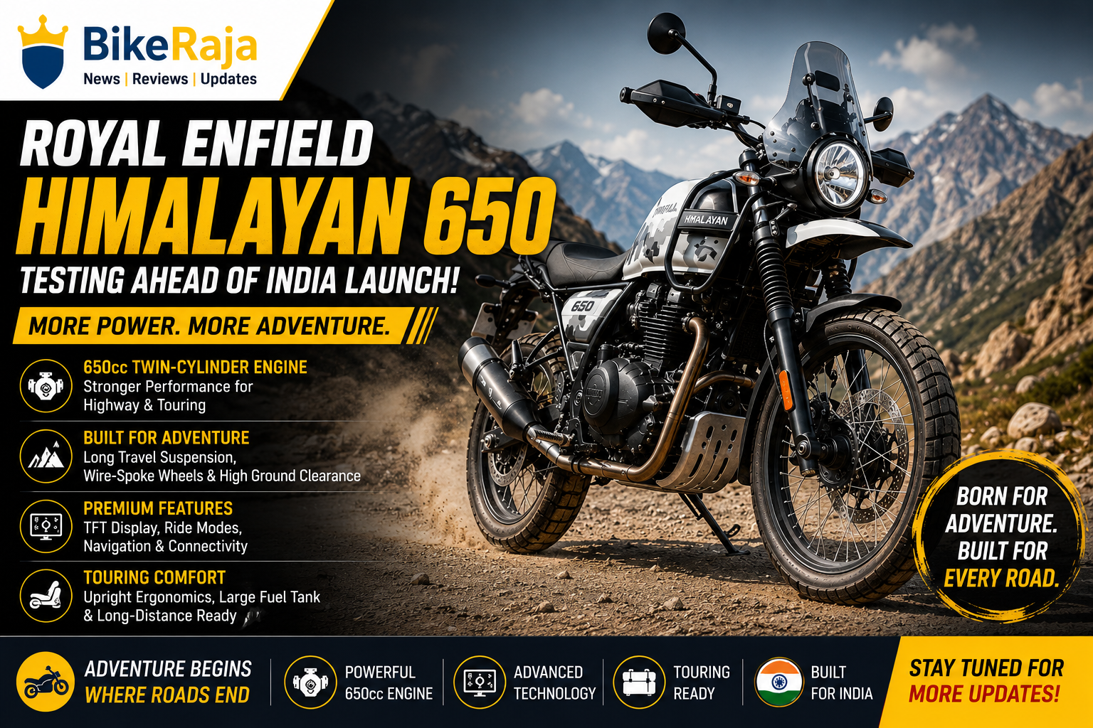 Royal Enfield Testing New Himalayan 650 Adventure Bike Ahead of India Launch